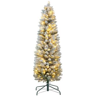 OEM &Aacute;rbol De Navidad Artificial Nevado 150 Cm Con 120 Luces Led 263 Ramas Y Patas De Metal Para Sal&oacute;n Verde Y Blanco