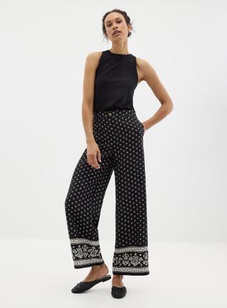 Contemporaine Womens Scarf mosaic linen pant Fit: Wide leg, high rise