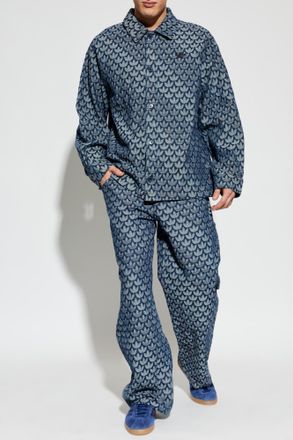 adidas Denim Shirt With Monogram, Mens, Navy Blue