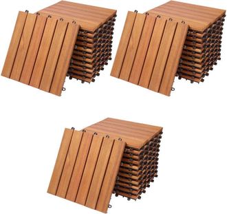 Deuba Set De 33 Baldosas De Madera De Eucalipto - 30 X 30 Cm