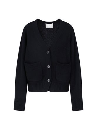 Lisa Yang Cropped Ribbed Deep V-Neck Cardigan