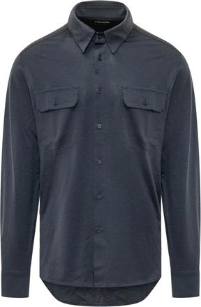 Tom Ford Blend Military Shirt - Heren - Casual Overhemden - Blauw - L - Overhemden