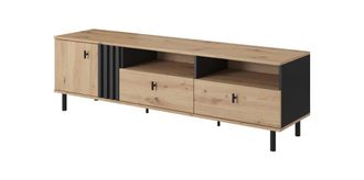 AKL FURNITURE Mueble para TV efecto madera Crema y Negro