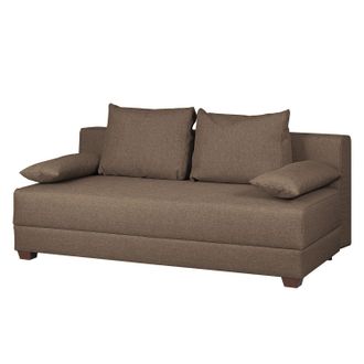 Loftscape home24 roomscape Boxspring-Schlafsofa Dingo Nougat Webstoff 202x85x110 cm mit Schlaffunktion und Bettkasten