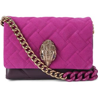 Kurt Geiger Mini Kensington Quilted Suede Crossbody Bag in Bright Pink at Nordstrom Rack