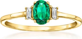 RS Pure by Ross-Simons Lab-Grown Emerald Ring With Lab-Grown Diamonds in 18kt Gold Vermeil