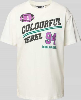 Colourful rebel Loose Fit T-Shirt mit Rundhalsausschnitt in Weiss, Gr&ouml;&szlig;e XL