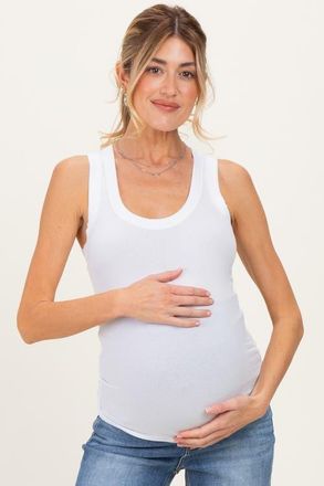 Pinkblush Ribbed Scoop Neck Tank Top in White at Nordstrom, Size Medium