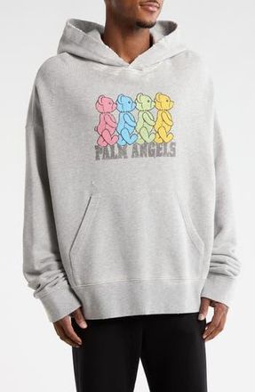 Palm Angels Cotton Graphic Hoodie in Grey at Nordstrom Rack, Size Xx-Small