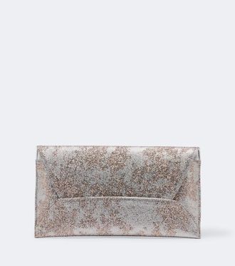 Aquazzura Envelope sequined metallic leather clutch