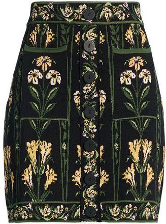 Farm Rio FLOWERS ARCH BLACK KNIT SKIRT