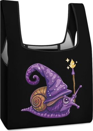 Generic Funny Wizard Snail Shopping Bag Reusable Grocery Tote Bag Foldable Handbag for Travel Picnic