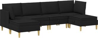 vidaXL Juego De Sof&aacute; Modular Con Almacenamiento 6 Uds. Negro Tela Vidaxl