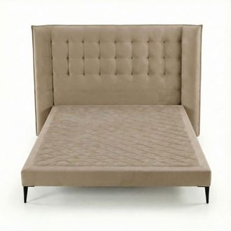 Colch&oacute;n Morfeo Pack Base tapizada + Cabecero acolchado beige - 150x200 cm