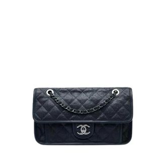 Chanel Pre-owned French Riviera Flap - Dames - Pre-owned - Blauw - Maat: ONE Size Leer