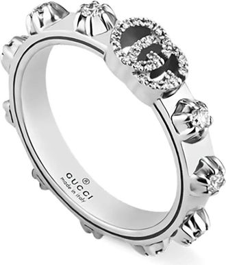 Gucci Double G Diamanten Ring - Dames - Ringen - Grijs - 53 MM - Accessoires