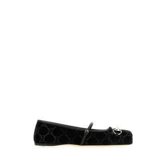 Gucci Ballerinas, female, Black, Size: 6 US GG Crystal Horsebit Ballet Flat