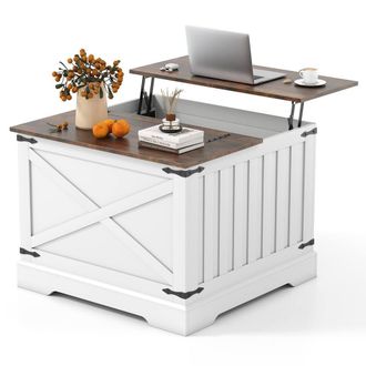 Costway Costway Lift Top Coffee Table 80CM Square Center Table w/Storage Compartment in Brown