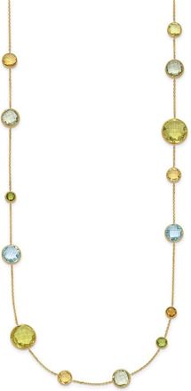 Diamond2Deal 14k Yellow Gold Polished Multi-color Gemstone Pendant Necklace