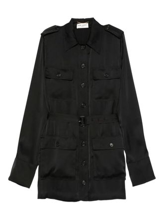 Saint Laurent belted flap-pocket shirt dress - Black
