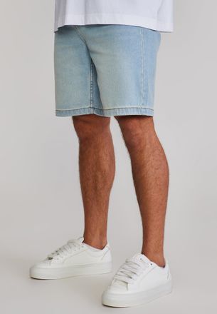 Siksilk Mens Washed Light Blue Denim Shorts 38