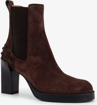 Tod's Womens Ankle Boots Suede Brown