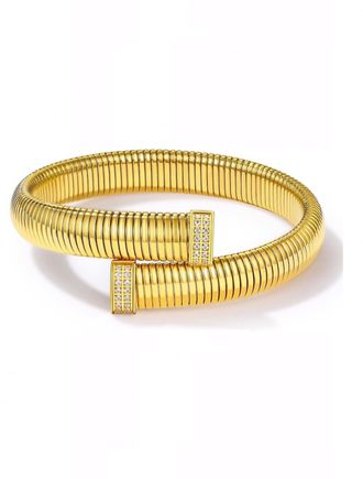 Liv Oliver 18K Gold & Cz Wrap Bangle Bracelet