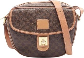 Celine Pre-owned Cross Body Bags, female, Brown, Size: ONE SIZE Pre-owned Macadam PVC Coated Canvas Leather Shoulder Bag