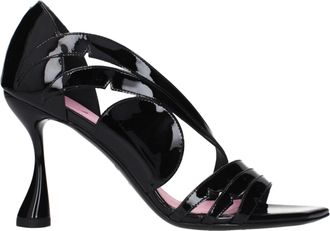 Balmain Zwarte Leren Stiletto Hakken Sandalen