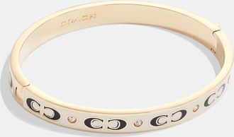 Coach Womens Kissing C Enamel Hinged Bangle - White & Gold - One Size