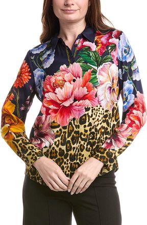 Elie Tahari Printed Silk-Blend Blouse
