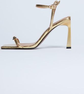 Topshop Floyd - Scarpe con tacco alto oro con punta squadrata e fascette sottili