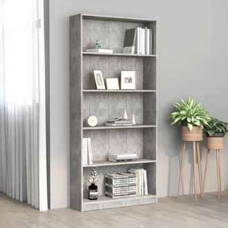vidaXL Estanter&iacute;a De 5 Niveles Contrachapada Gris Hormig&oacute;n 80x24x175cm Vidaxl