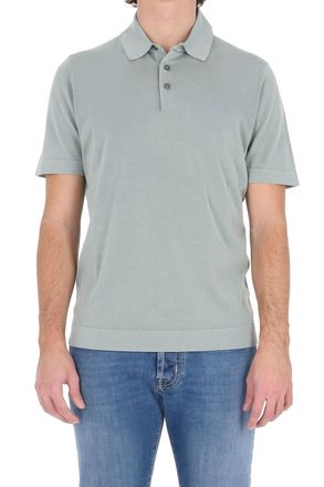 Drumohr Green Ice Cotton Frosted Polo Shirt