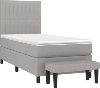 vidaXL Vidaxl - Cama Box Spring Con Colch&oacute;n Tela Gris Claro 90x190 Cm