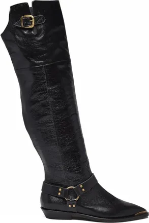 &Acirc;m&egrave; Black Leather Glenda Boots