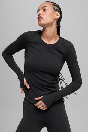 Alo | Airbrush Winter Warm Nocturne Long Sleeve Jacket in Black, Size: Medium