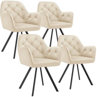 TecTake Armchair Lucia Set Of 4 - Cream | Size: 4 Pack