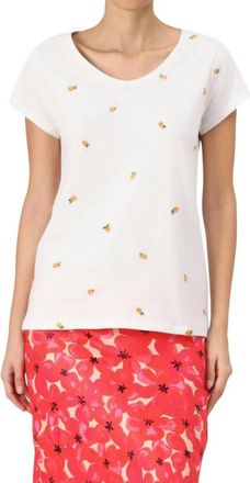 Fab By Fabienne Chapot Phil Round Print T-Shirt In Cosy White/orange