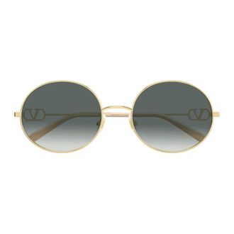 Valentino Sunglasses, female, Yellow, Size: 56 MM VLogo Signature Round Sunglasses