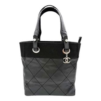 Chanel Pre-owned Tote Bags, female, Black, Size: ONE SIZE Pre-owned Coated Canvas Tote Bag