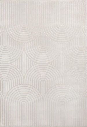 Jonathan Y Designs Ariana MidCentury Art Deco Striped Arches Two-Tone High-Low Area Rug in White/cream at Nordstrom, Size 5Ft 0In X 8Ft 0In
