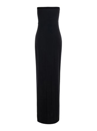 Norma Kamali Womens Long Square-Neck Dress Black Polyester