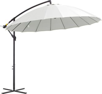 OUTSUNNY 3(m) Cantilever Shanghai Parasol w/ Crank Handle - Cross Base - Off-White | TJ Hughes White