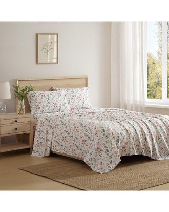 Laura Ashley Meadow Floral Cotton Flannel Sheet Set