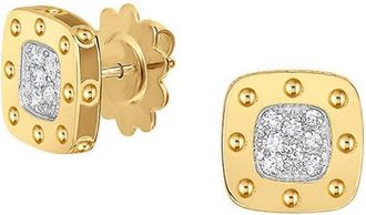 Roberto Coin Pois Moi 18kt Yellow Gold Square Diamond Stud Earrings - 777922AJERX0
