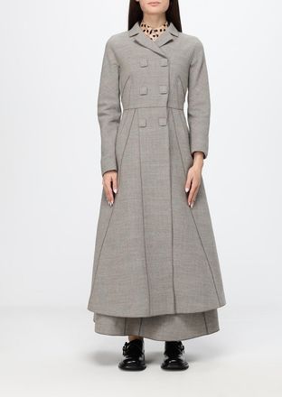 Moschino Long Double-Breasted Wool Blend Coat with a Slim Fit