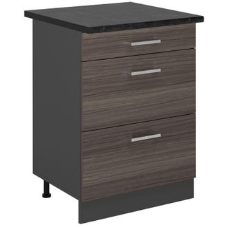 Vicco Mobiletto base per cucina R-Line, Grigio nobile, 60 cm con cassetti, pl Antracite Vicco