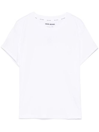 DKNY logo-embroidered T-shirt - women - Modal/Cotton - L - White