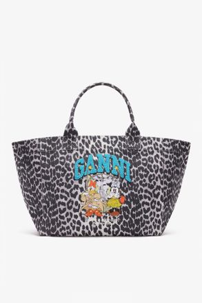 Ganni Silver Tote XXL with Minnie Mouse & Daisy Duck